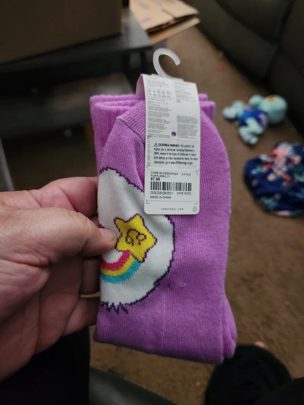 Care Bears Ribbed Crew Socks - Blue, Purple, Pink